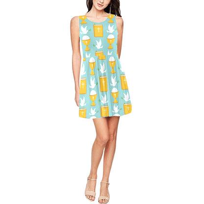 Christian Pattern Print Design 02 Sleeveless Dress