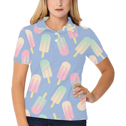Ice Cream Pattern Print Design 05 Women's Polo Shirt