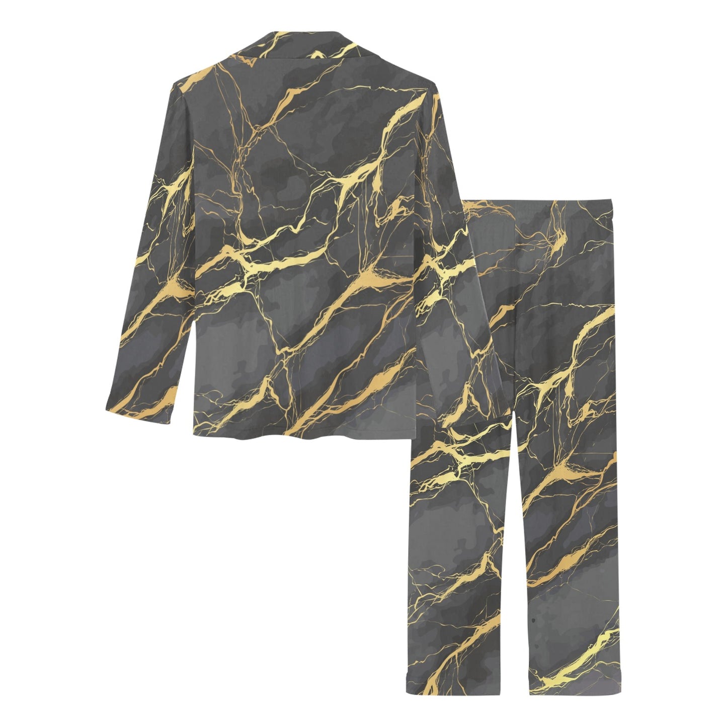 Marble Pattern Print Design 02 Women's Long Pajama Set