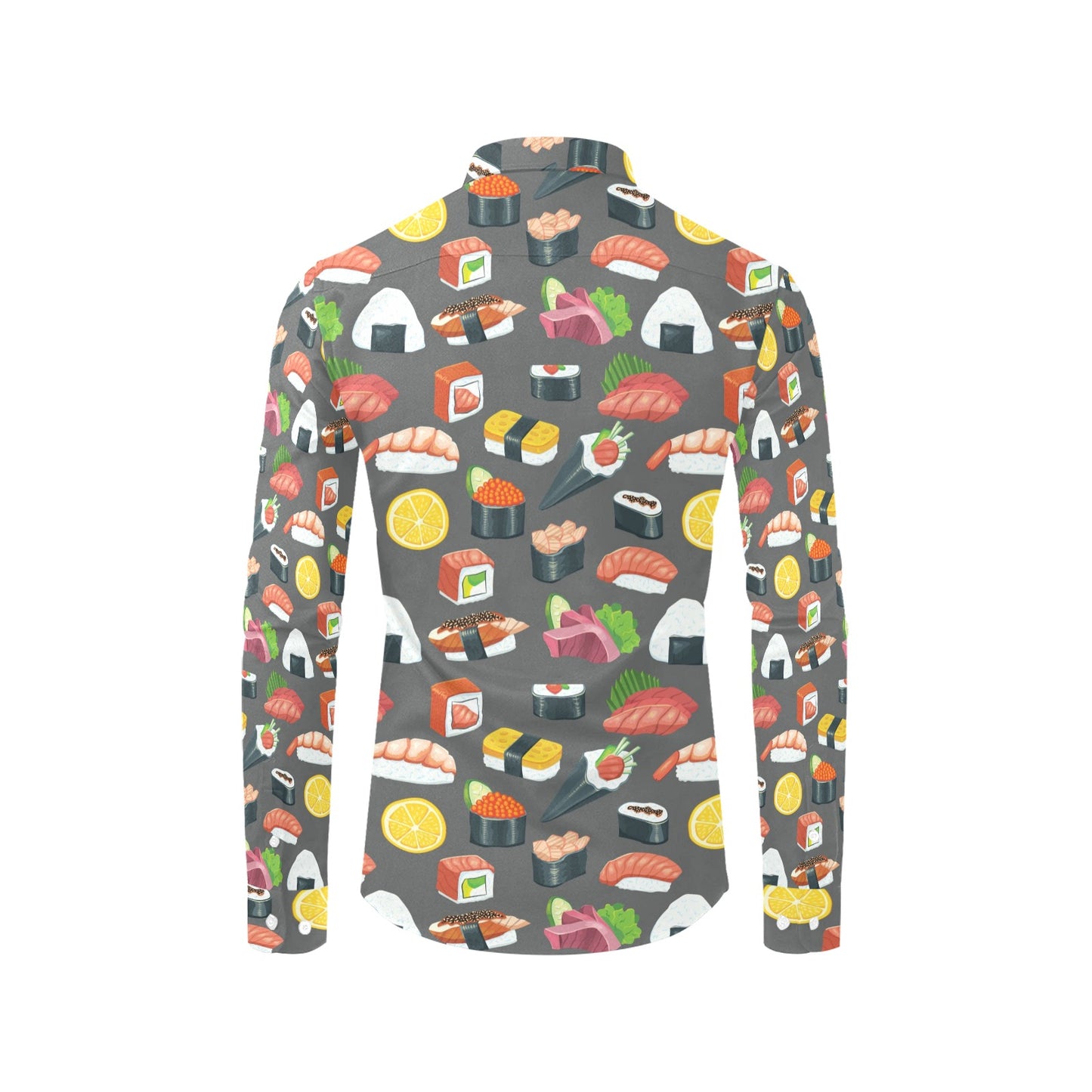 Sushi Print Design LKS302 Men's Long Sleeve Dress Shirt
