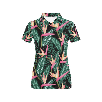 Bird Of Paradise Pattern Print Design BOP03 Women's Polo Shirt