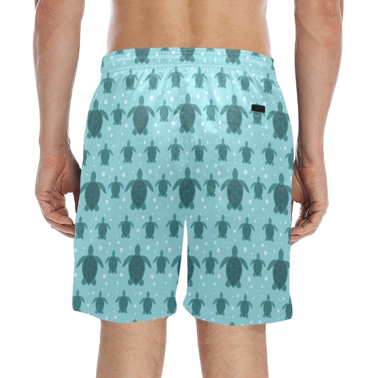 Sea Turtle Print Design LKS305 Men's Swim Trunks Beach Shorts
