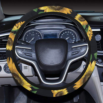 Sunflower Print Design LKS306 Steering Wheel Cover with Elastic Edge