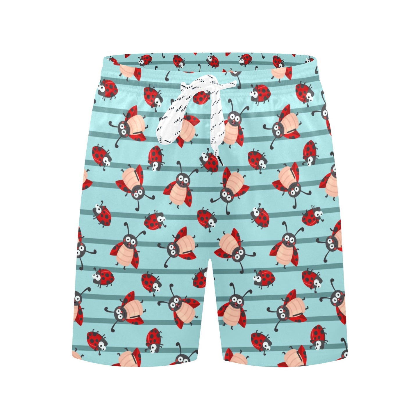 Ladybug Happy Print Pattern Men's Swim Trunks Beach Shorts
