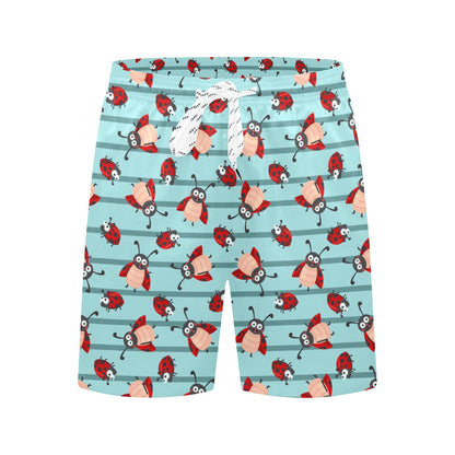 Ladybug Happy Print Pattern Men's Swim Trunks Beach Shorts