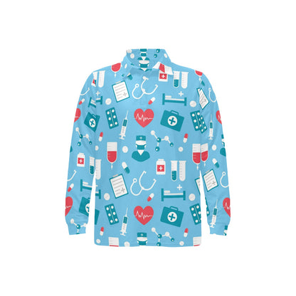 Nurse Pattern Print Design A03 Long Sleeve Polo Shirt For Men's