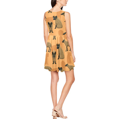 Hyena Pattern Print Design 01 Sleeveless Dress