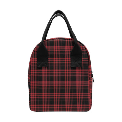 Tartan Red Black Print Design LKS303 Insulated Lunch Bag