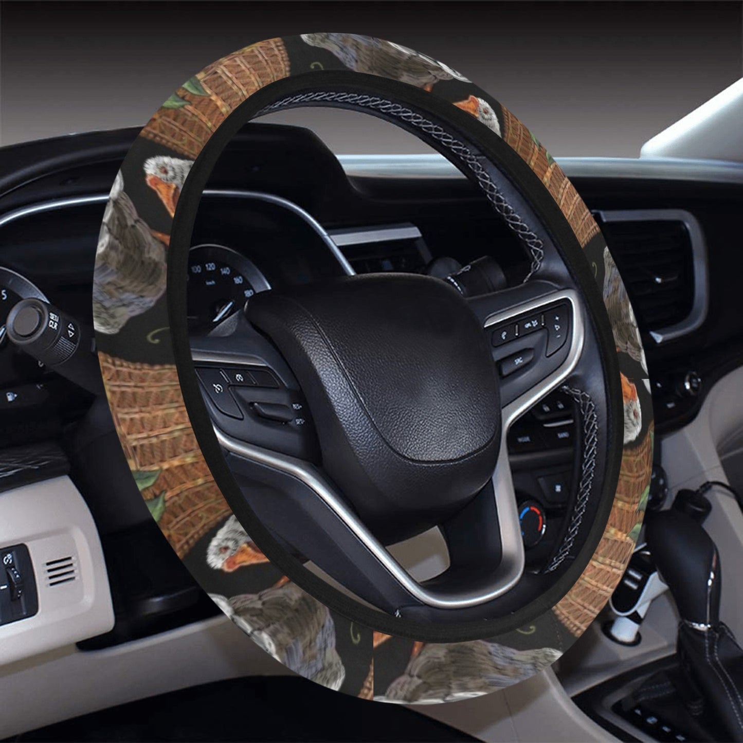 Goose Print Design LKS406 Steering Wheel Cover with Elastic Edge