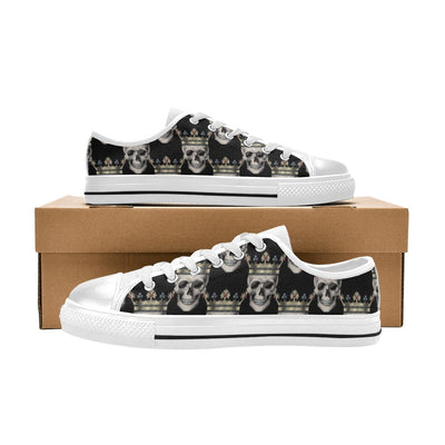 Skull King Print Design LKS3010 Women's White Low Top Shoes