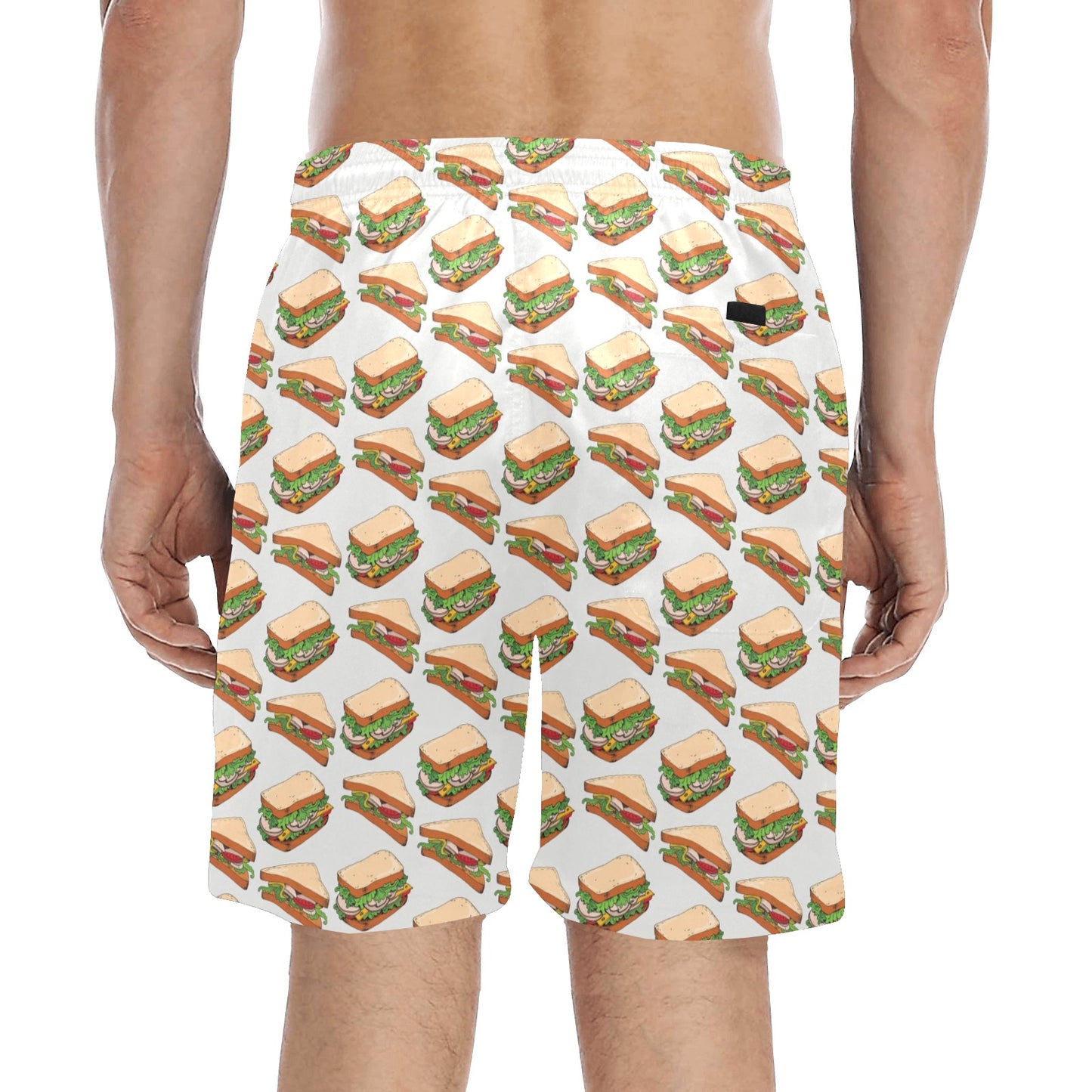 Sandwich Print Design LKS302 Men's Swim Trunks Beach Shorts