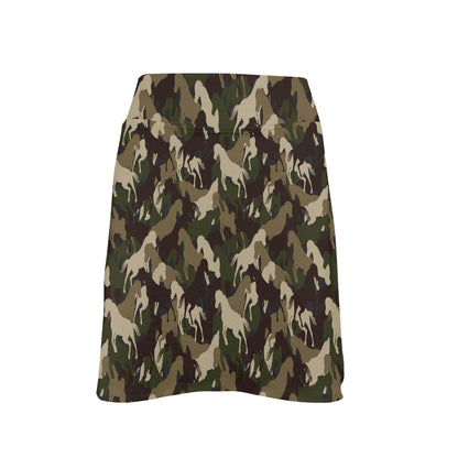 Horse Camo Themed Design Print 17" Golf & Pickleball Skort with Pockets