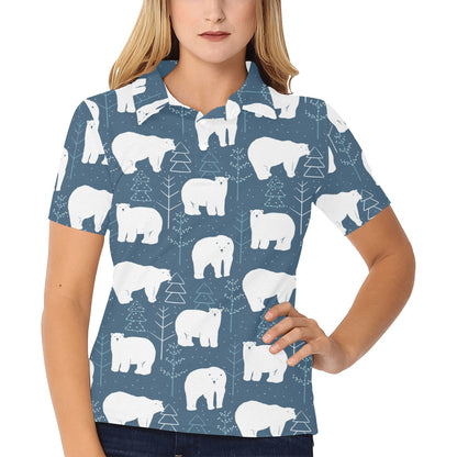 Polar Bear Pattern Print Design A01 Women's Polo Shirt