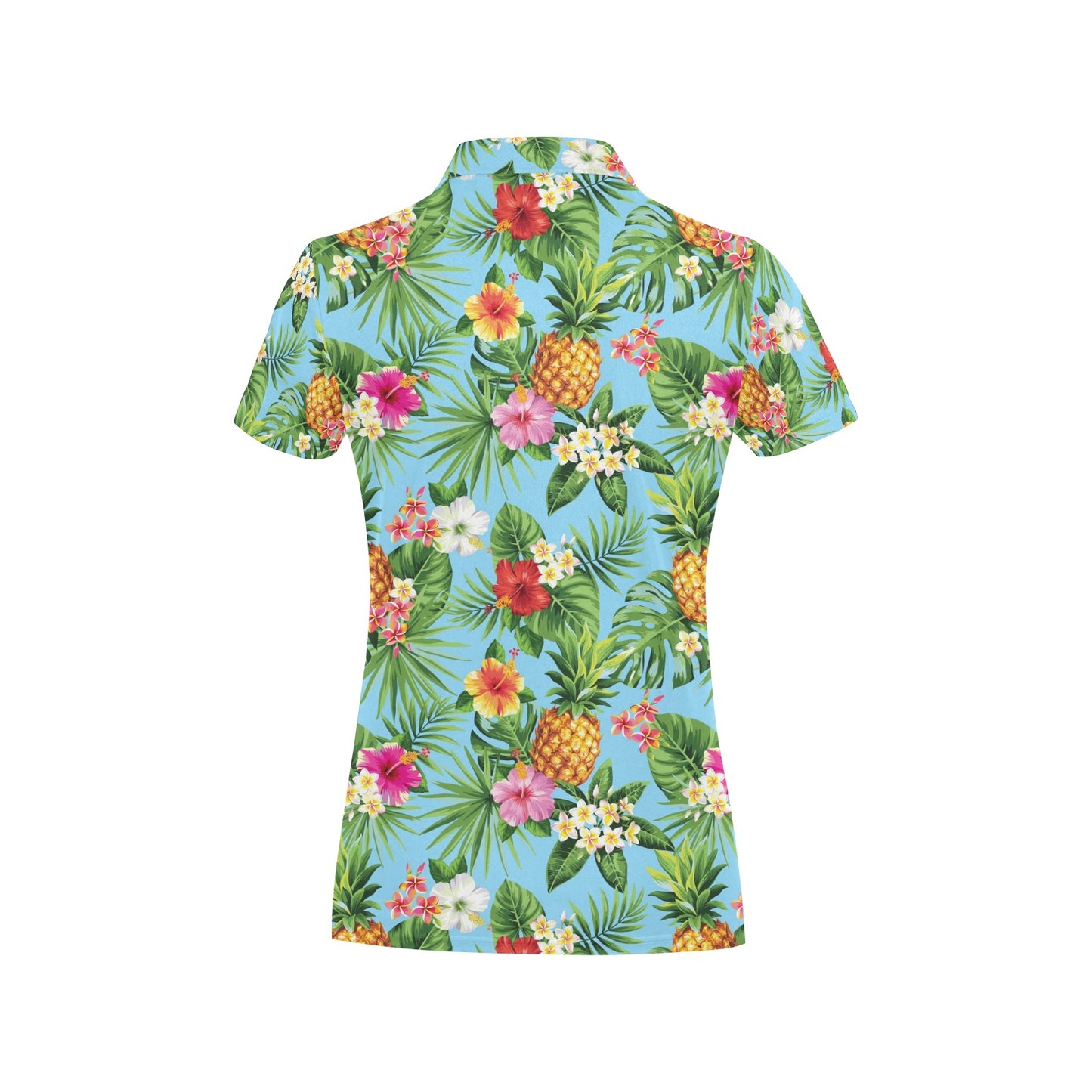 Pineapple Hawaiian flower Tropical Women's Polo Shirt