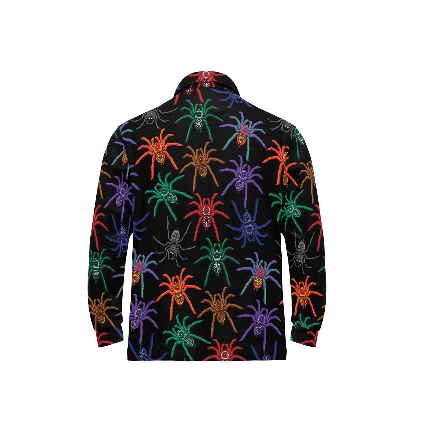 Tarantula Neon Color Pattern Print Design 03 Long Sleeve Polo Shirt For Men's