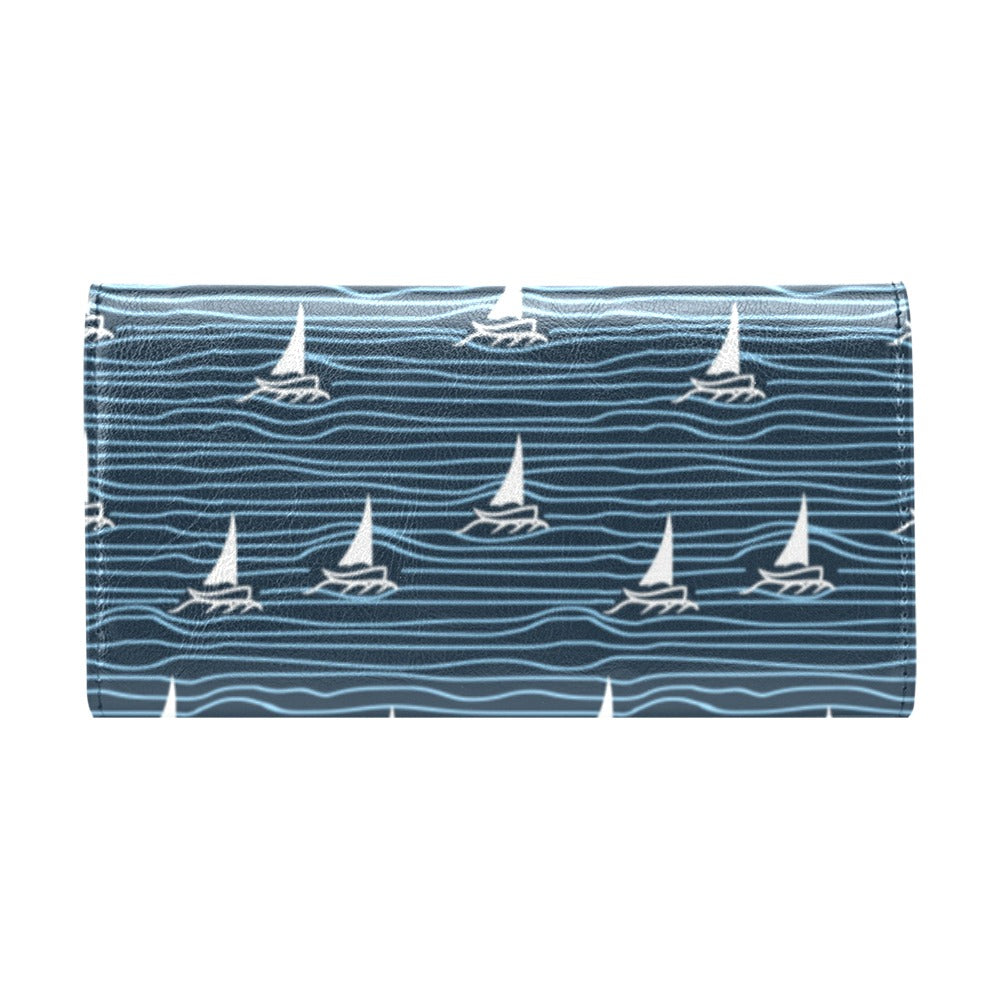 Sailboat Print Design LKS303 Women's Trifold Wallet