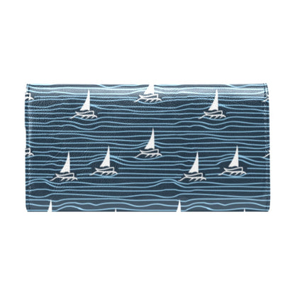 Sailboat Print Design LKS303 Women's Trifold Wallet