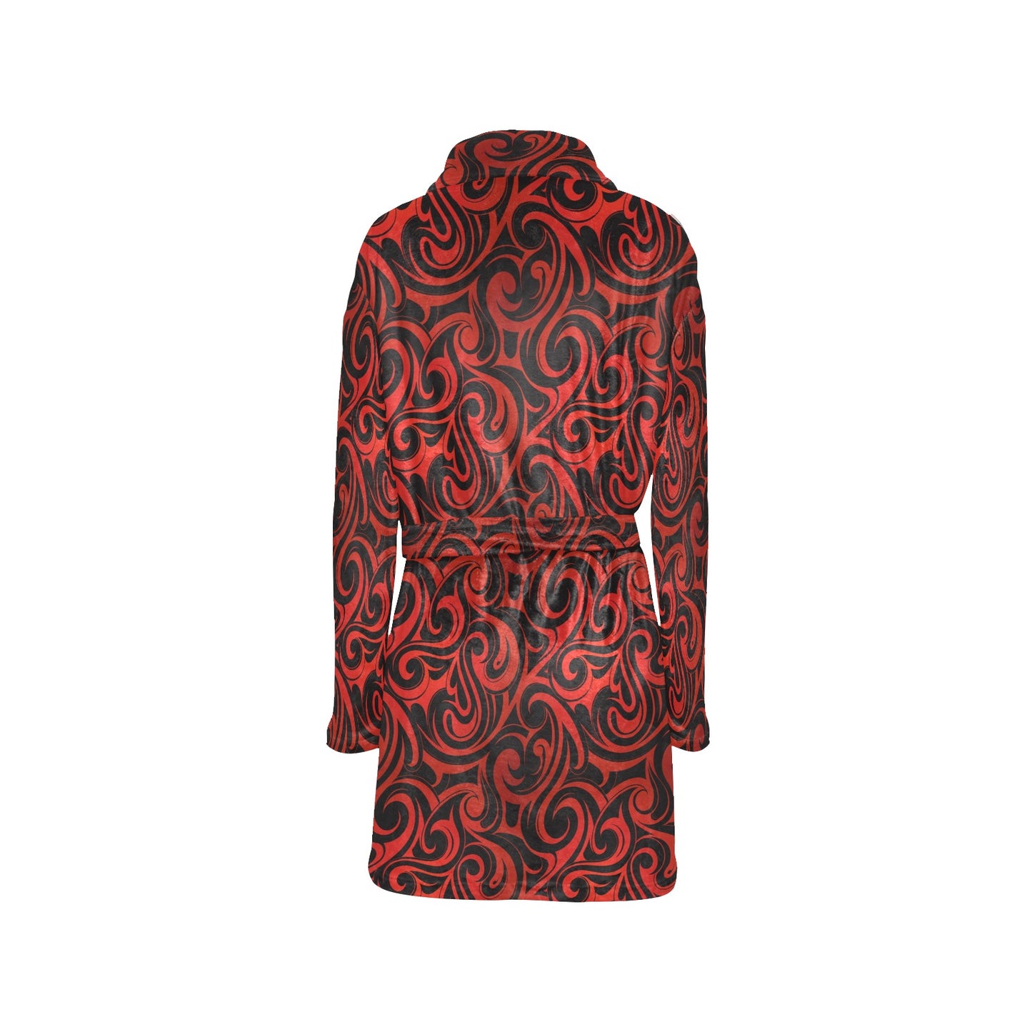 Maori Red Black Themed Design Women's Fleece Robe