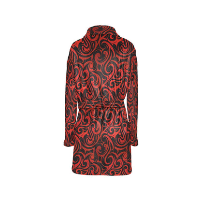 Maori Red Black Themed Design Women's Fleece Robe