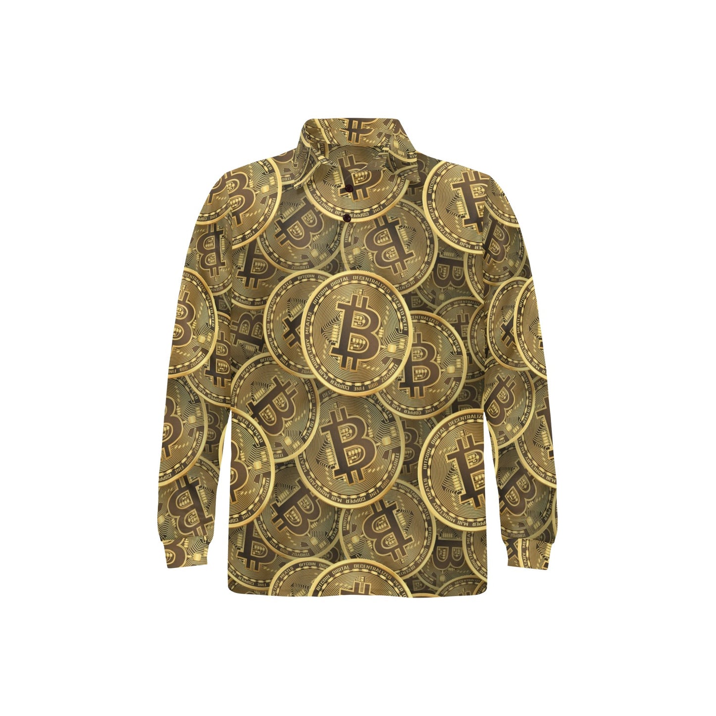 Bitcoin Pattern Print Design DO01 Long Sleeve Polo Shirt For Men's