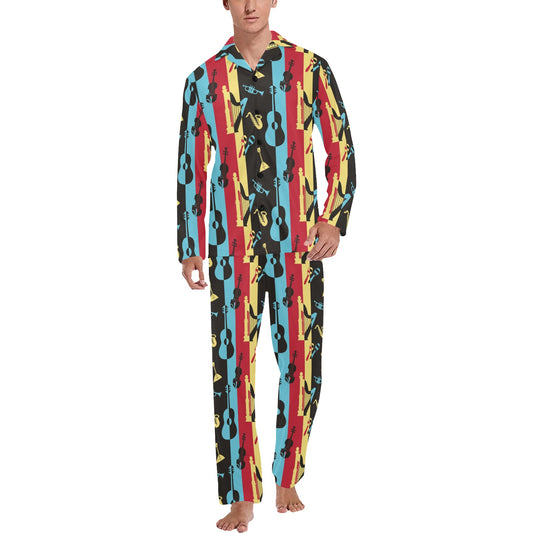 Jazz Pattern Print Design 02 Men's Long Pajama Set