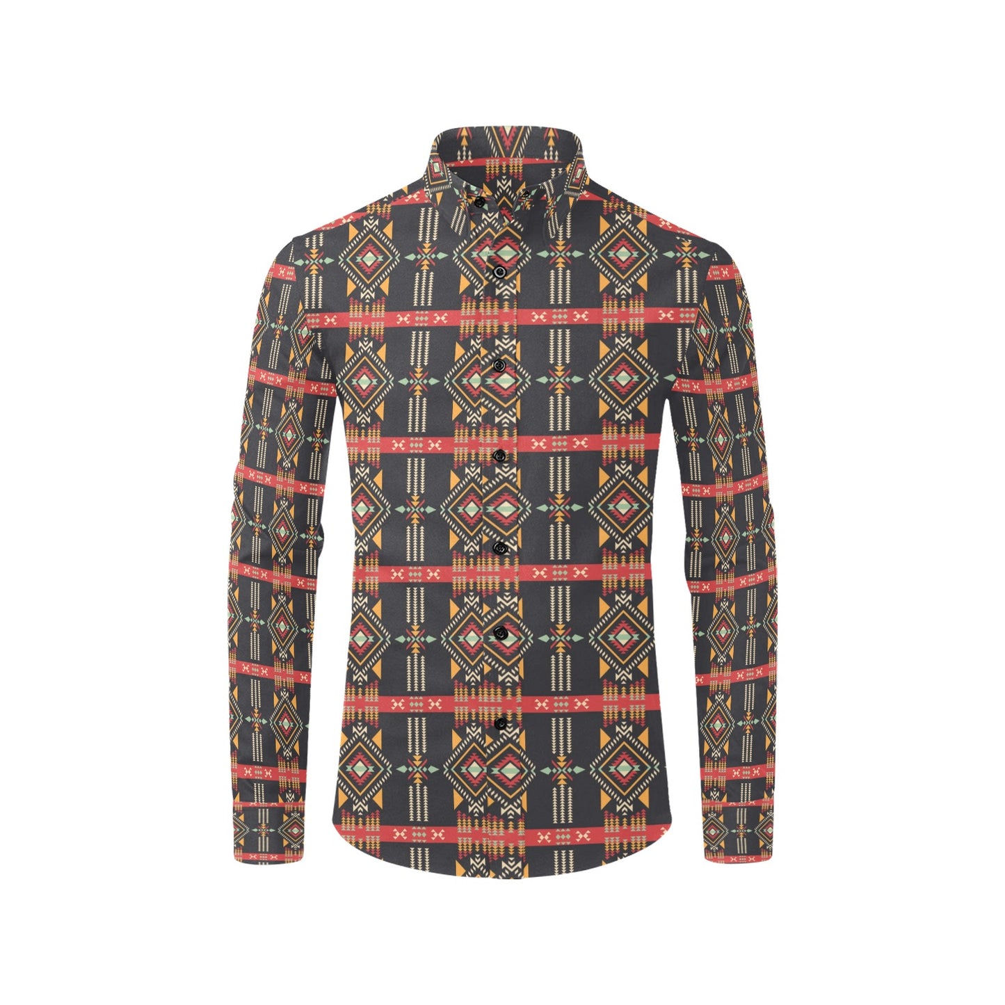 Southwest Pattern Print Design LKS303 Men's Long Sleeve Dress Shirt