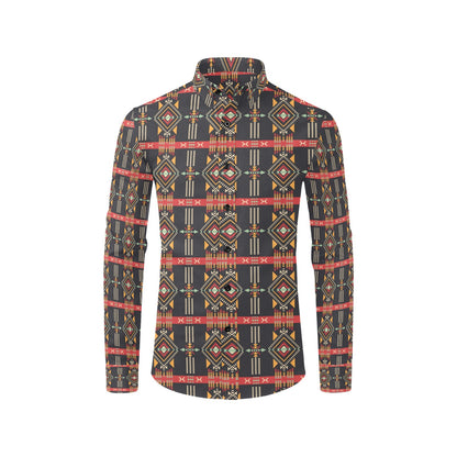 Southwest Pattern Print Design LKS303 Men's Long Sleeve Dress Shirt