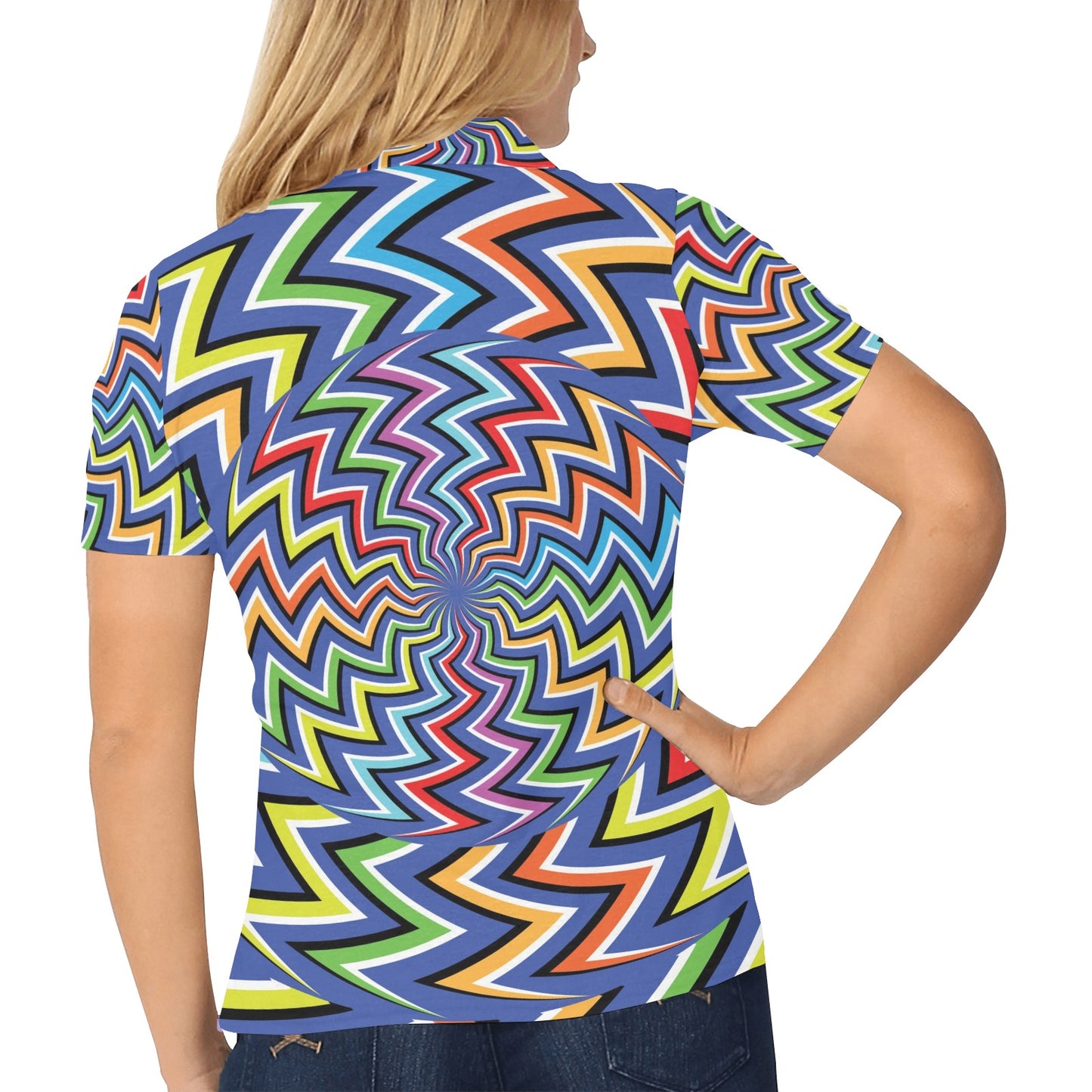 Optical illusion Pattern Print Design A02 Women's Polo Shirt