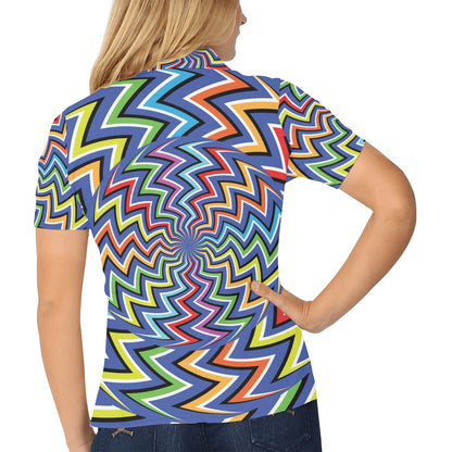 Optical illusion Pattern Print Design A02 Women's Polo Shirt