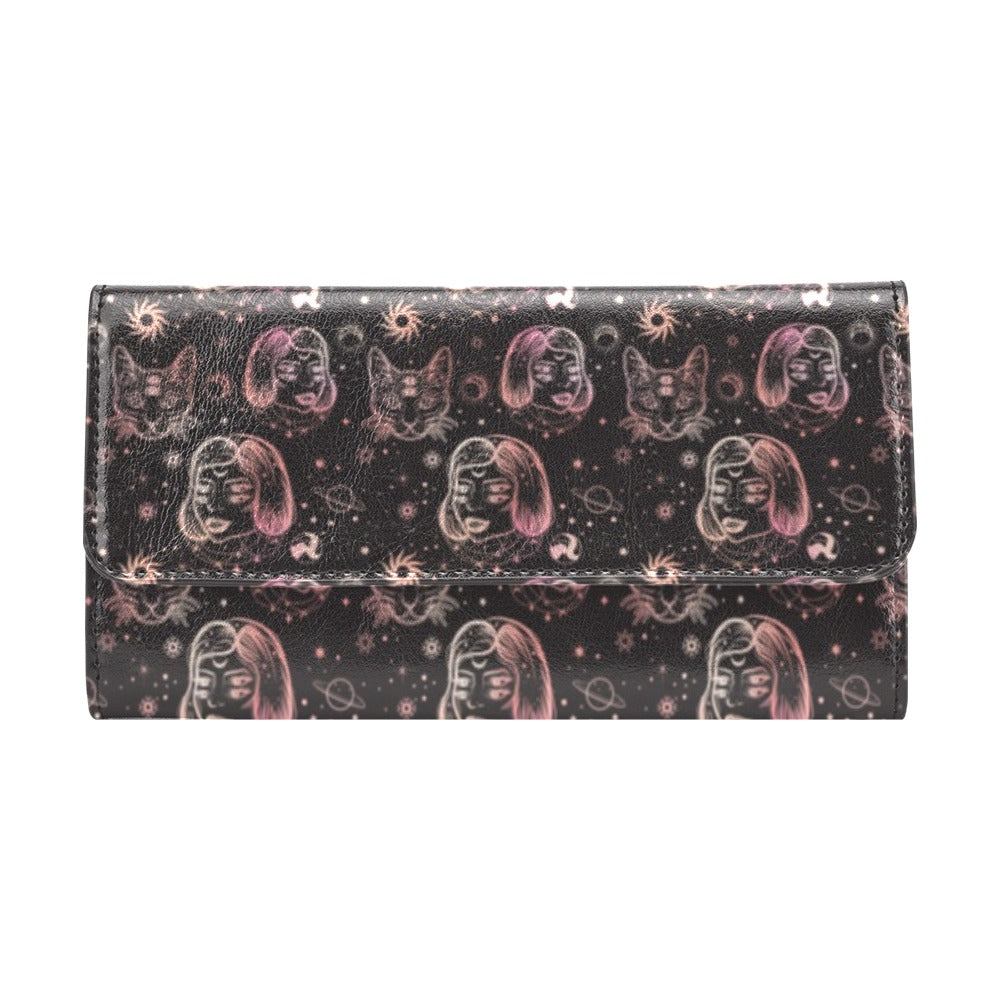 Third Eye Girl Cat Print Design LKS305 Women's Trifold Wallet