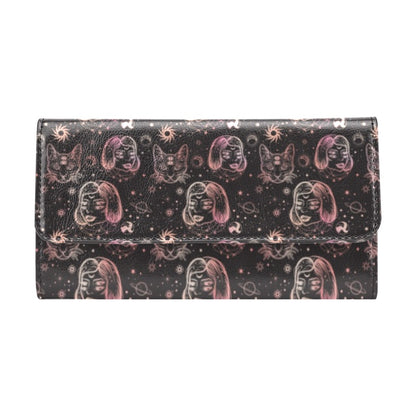 Third Eye Girl Cat Print Design LKS305 Women's Trifold Wallet