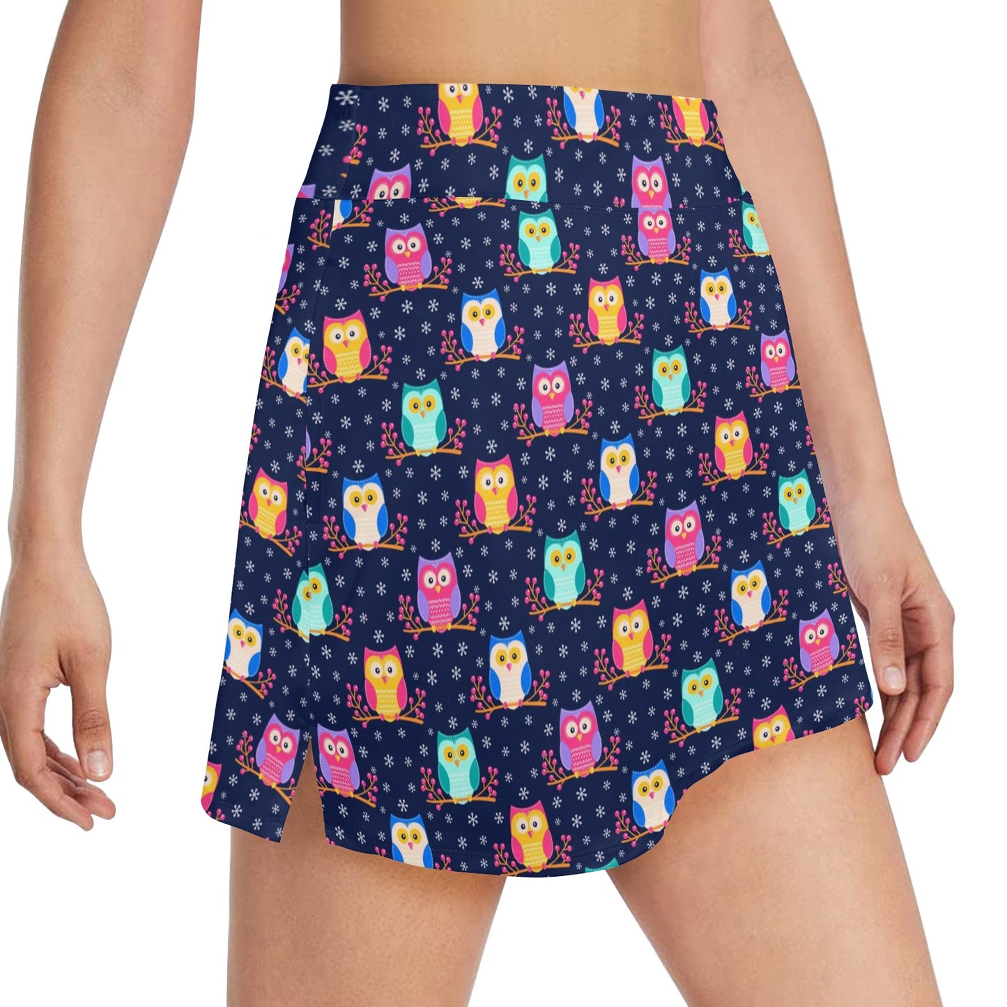 Owl Cute Themed Design Print 17" Golf & Pickleball Skort with Pockets