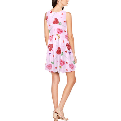 Lollipop Pattern Print Design LL07 Sleeveless Dress