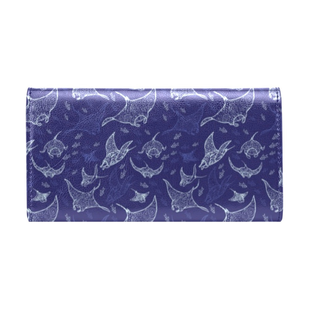 Manta Ray Print Design LKS401 Women's Trifold Wallet