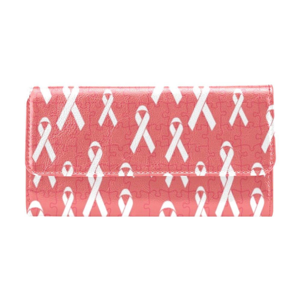 Autism Awareness Ribbon Design Print Women's Trifold Wallet