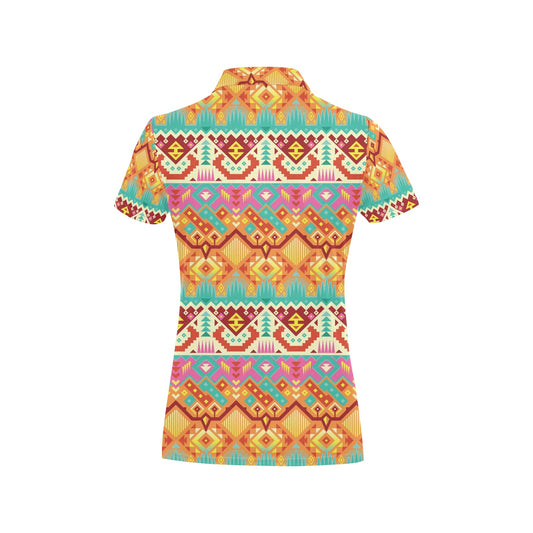 Aztec Pattern Print Design 03 Women's Polo Shirt