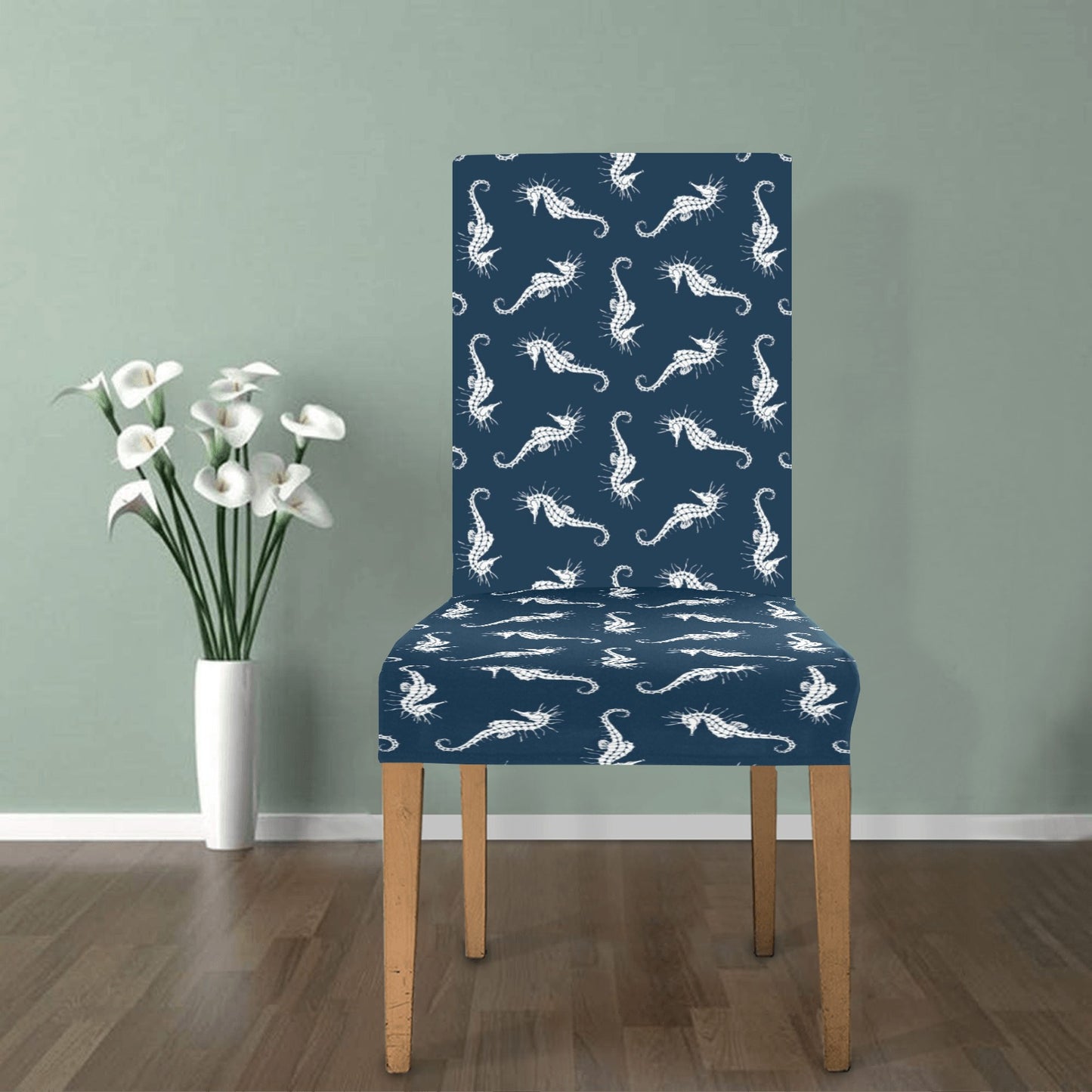 SeaHorse Print Design LKS402 Dining Chair Slipcover