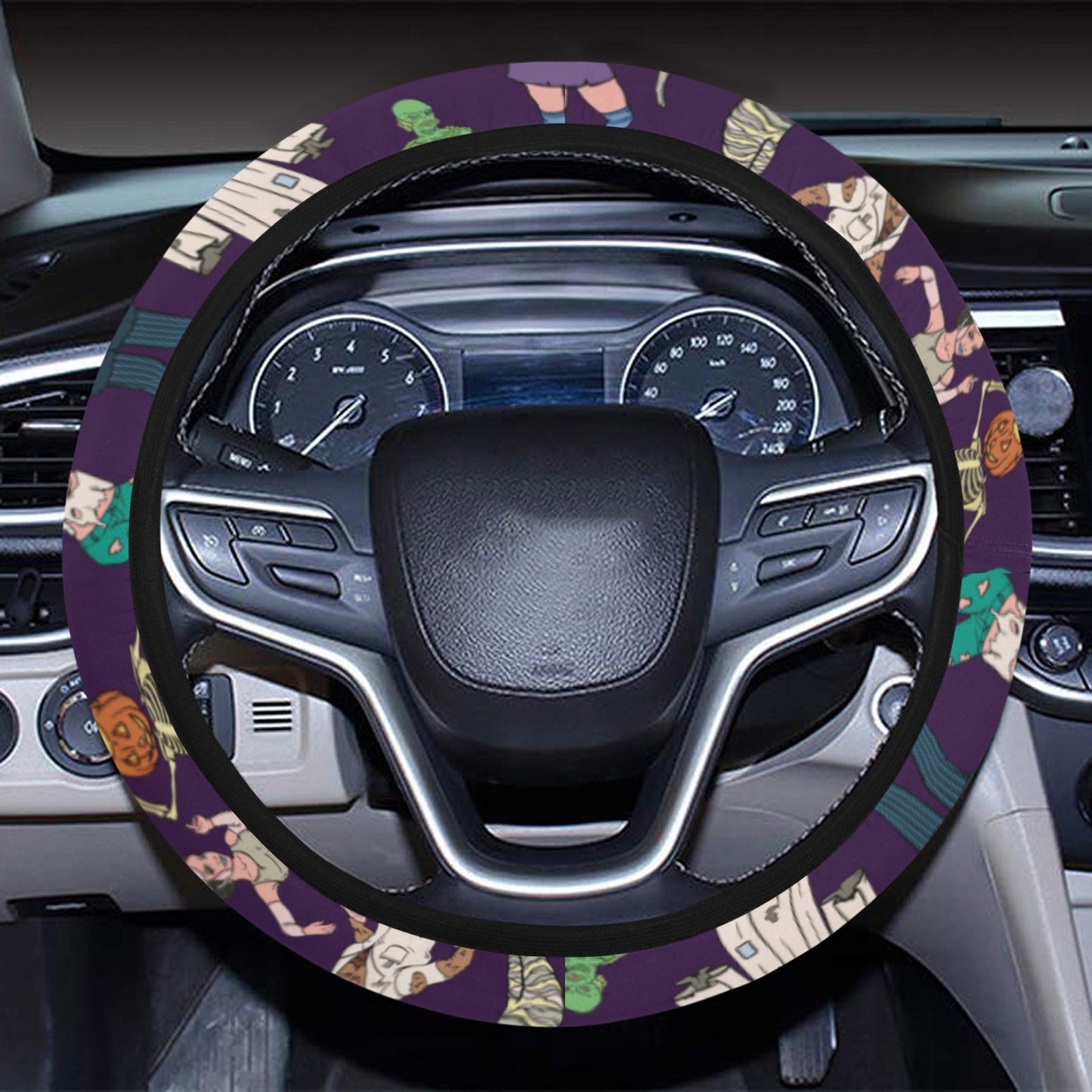 Creepy Zombie Print Design LKS302 Steering Wheel Cover with Elastic Edge