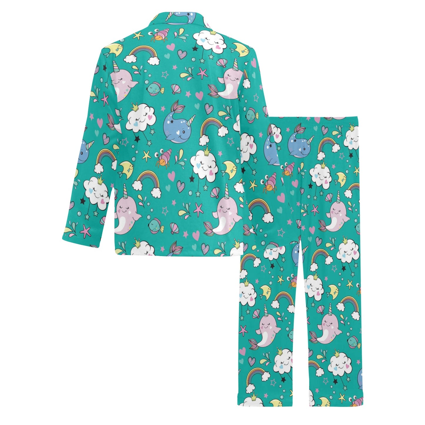 Narwhal Pattern Print Design 04 Men's Long Pajama Set