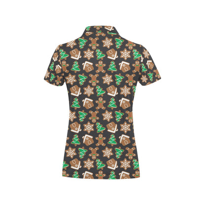 Gingerbread Pattern Print Design 02 Women's Polo Shirt