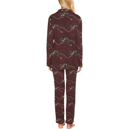 Kangaroos Pattern Print Design 05 Women's Long Pajama Set