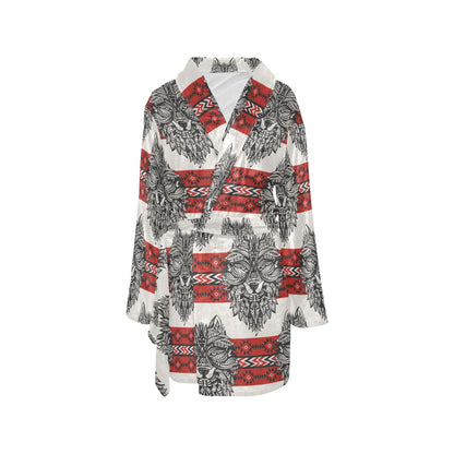Native Indian Wolf Women's Fleece Robe