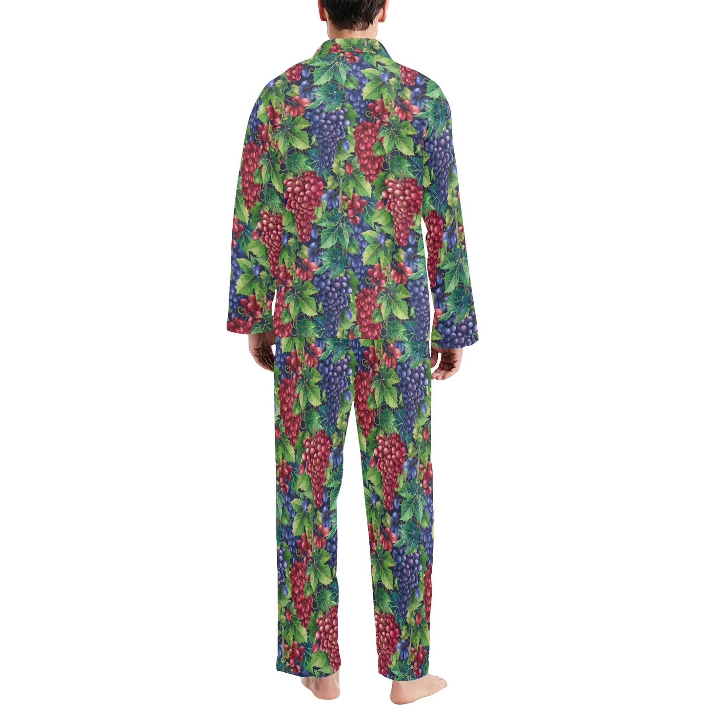 Grape Pattern Print Design GP02 Men's Long Pajama Set