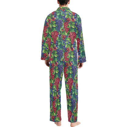 Grape Pattern Print Design GP02 Men's Long Pajama Set
