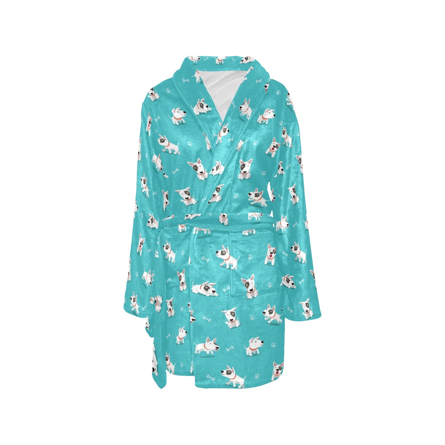 Bull Terriers Pattern Print Design 07 Women's Fleece Robe