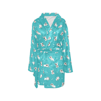 Bull Terriers Pattern Print Design 07 Women's Fleece Robe