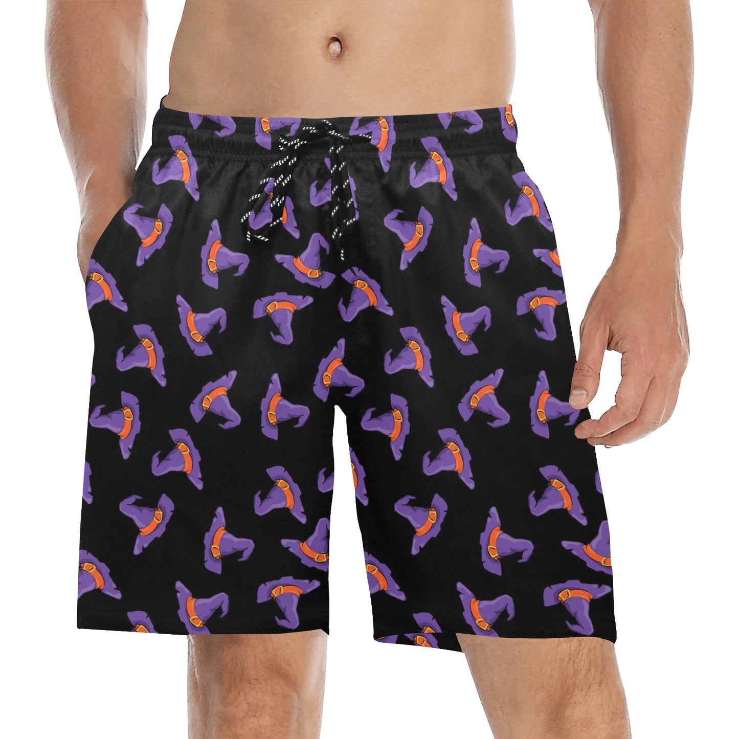 Witch Hat Print Design LKS304 Men's Swim Trunks Beach Shorts