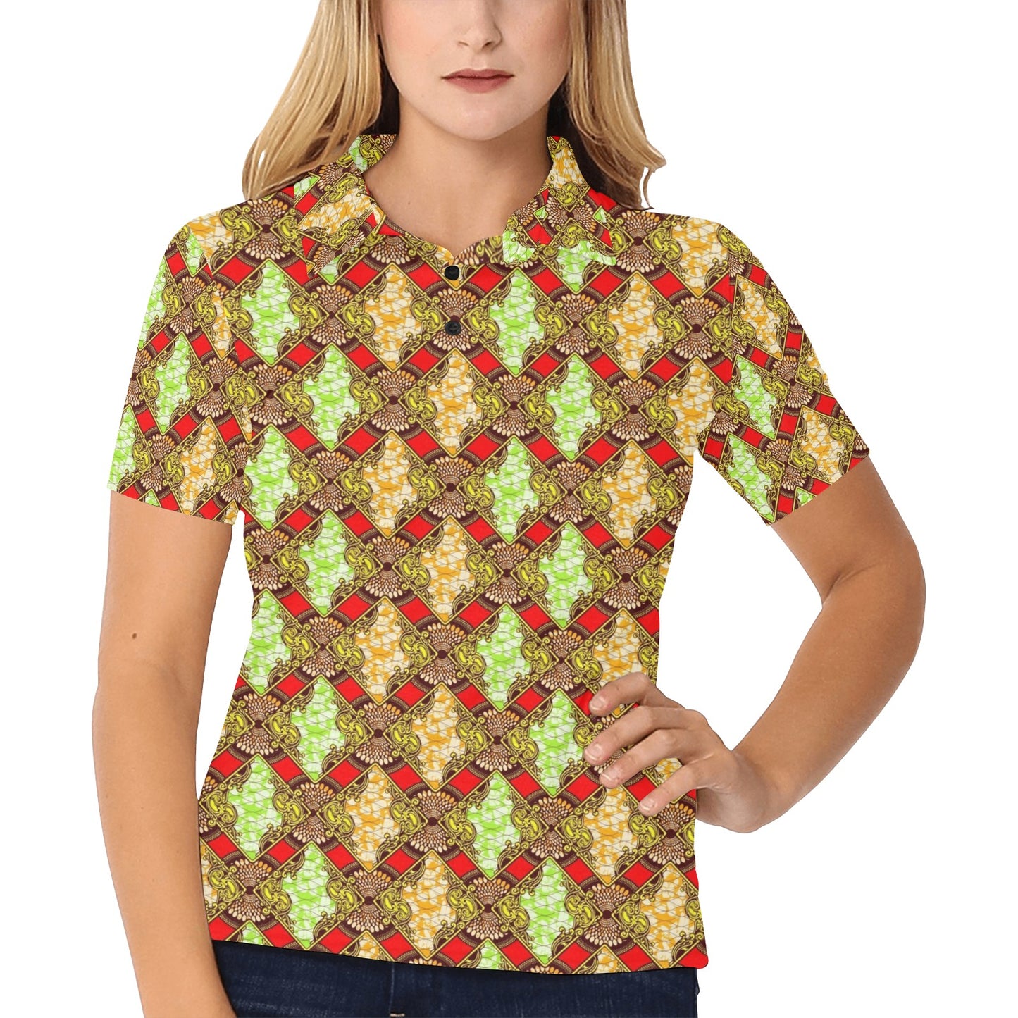 African Classic Print Pattern Women's Polo Shirt