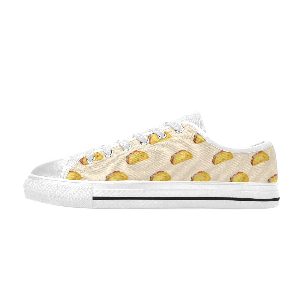 Taco Print Design LKS302 Women's White Low Top Shoes