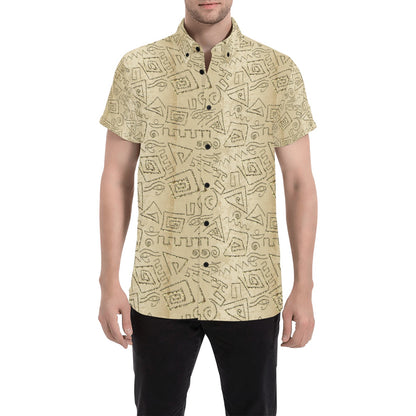 Ancient Greek Print Design LKS3013 Men Short Sleeve Button Up Shirt